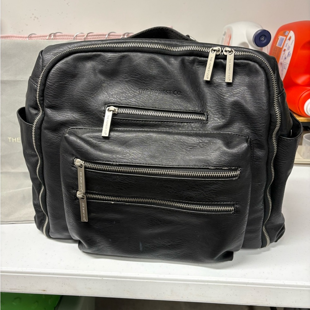 The Honest Company Black Leather-look Diaper Backpack